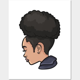 Solitary Black Girl Afro Puff Posters and Art